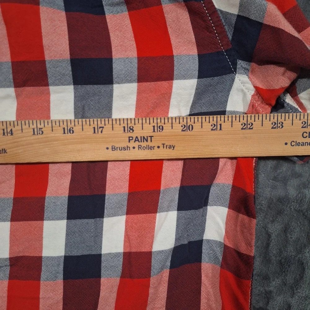 The North Face Mens XL Red Blue Plaid Short Sleeve Western Yoke Cotton Shirt